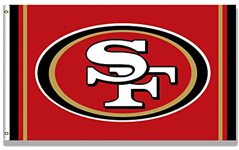 Arbinger 49ers Flagge San Francisco Team SF Banner 90 x 150 cm mit zwei Metallösen für Garage Man Cave Wanddekoration strapazierfähiges 150D Polyester