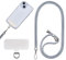 Jaslongri Handykette Universal, Handy Lanyard, Hanging around the neck or diagonally spanning, with a metal patch and adjustable and detachable rope. (Silbrig)
