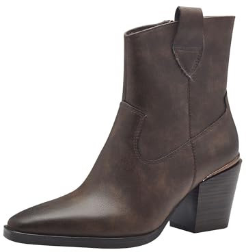 MARCO TOZZI stivaletti da donna con tacco e design a punta in stile cowboy color marrone (mocca) 39 EU