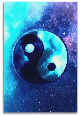 KAIPA Yin-Yang-Poster, blaues Poster, dekoratives Gemälde, Leinwand, Wandposter und Kunstdruck, moderne Familienschlafzimmer-Dekoration, Poster, 30 x 45 cm