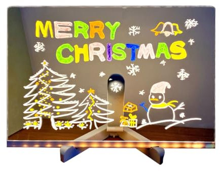 AMZLORD Leuchtendes Zeichenbrett, Acryl, löschbare LED-Buchstaben-Nachrichtentafel mit Farben und Ständer for Büro, Zuhause, Schule