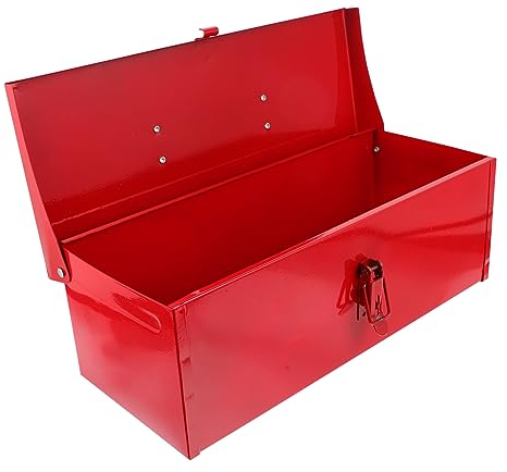 Gadpiparty Abschließbarer Werkzeugkasten Mit Großer Kapazität Aufbewahrungsbox Rot Metall Werkzeugkoffer Für Zuhause Und