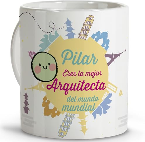 LolaPix Regalo compañera trabajo. Tazas personalizadas con nombre. Tazas originales para regalar. Regalos para arquitectos. Taza cerámica 330 ml.