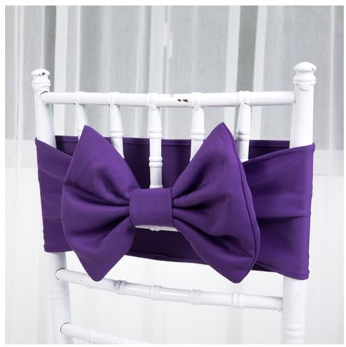 Wisafory Nœuds de chaise élastiques pour chaise - Décoration pour mariage, hôtel, banquet, anniversaire, fête - Violet - 1 pièce