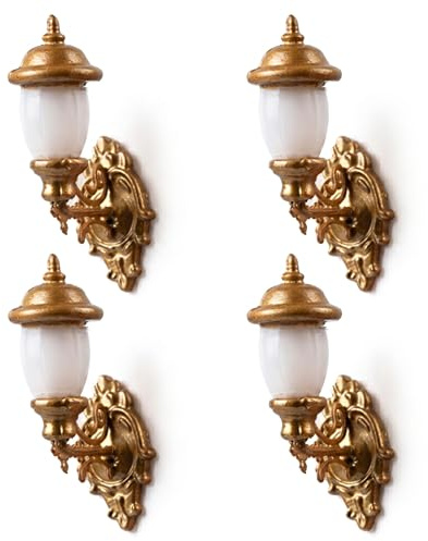 VICASKY 4 Pack Mini Wall Lamps Decorative Miniature Wall Lamp Model for Doll House Table Lamp Decor Diy Sand Table Decor Dollhouse Lights Miniature