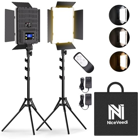 NiceVeedi 2-Pack Photography Lighting Kit, 36W Bi-Color Studio Lights 2700-6500K CRI 95+, Dimmable LED Video Light Kit with Remote Control & 72” Tripod Stand, Lighting for Video Recording/Photography