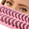 10 Paare Clear Band Künstliche Wimpern Katzenauge, 15mm Flauschiges Cat-Eye Russische Volume Strip Lashes D Curly Wispy Falsche Wimpern Natural Look Wimpern Extensions(S013)