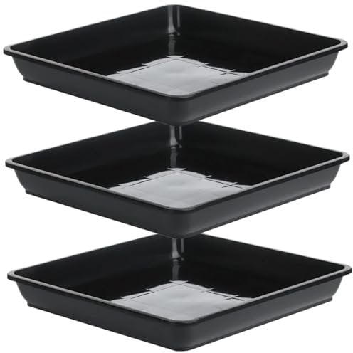NOAFUNZO Square Plant Pot Saucers 3PCS 25cm Plastic Square Plant Tray Plant Water Catcher Tray for Bonsai Flowers Succulent Pot Gardening Supplies Small (25 * 25cm)
