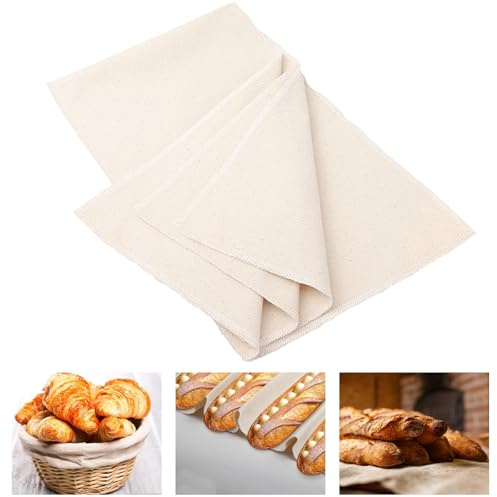 Pretwad Brot Backen, Premium Bäckerleinen, 18 x 30 Zoll Baumwoll-Brottuch, Teigtuch aus Naturleinen, Brotbackzubehör Strudeltuch zur Teigzubereitung, Geschenke für Familien und Einsteiger