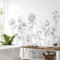Supzone Wandtattoo Große schwarze und weiße Blume Wandaufkleber Einfache minimalistische Gartenblume Wandsticker für Wohnzimmer Schlafzimmer Sofa TV Hintergrund Wanddeko