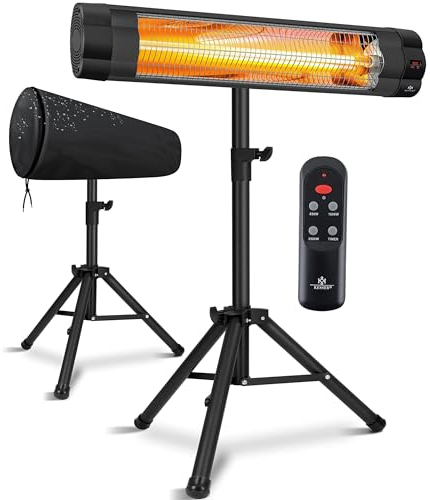 KESSER® Infrarotstrahler Heizstrahler Terrassenstrahler 2500W mit Fernbedienung inkl. Schutzhülle höhenverstellbarem Teleskopstativ Wickeltischstrahler Terrassenheizer Quarzstrahler Infrarot