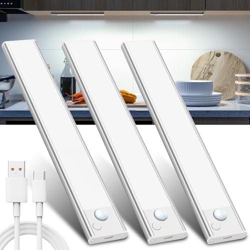 Unterbauleuchte Küche LED Schrankbeleuchtung Bewegungsmelder - Under Cupboard Kitchen Lights Weiß 20CM 3 Stück