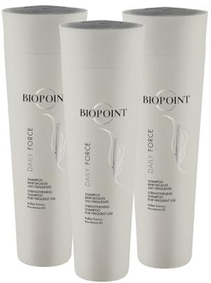 Biopoint Daily Force - Shampoo Delicato Lavaggi Frequenti, Azione Rinforzante e Detergente sui Capelli, Dona Lucentezza, Forza e Morbidezza, 3 x 200 ml