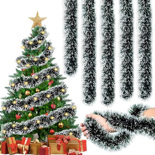 TINA 10M Tannengirlande mit Beleuchtung 100 LEDs, Weihnachtsgirlande mit Beleuchtung Treppe Outdoor, Tanne Girlande Weihnachten Deko, Tannengirlande Künstlich wie Echt Weihnachtsdeko für Innen Außen