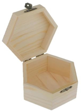 Schmuckkästchen Holz Unbemalte Schlichte Sechseckige Holz Schmuckschatulle Schmucktruhe Geschenkbox Schmuckkasten Groß Jewelry Box