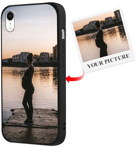 Xylota Personalisierte Handyhülle für iPhone XR 6,1'', Personalisiert Hülle mit Selbst Gestalten Eigenem Bild Foto Schutzhülle, Individuelle Design Stoßfest Silikon Case für iPhone XR,Schwarz