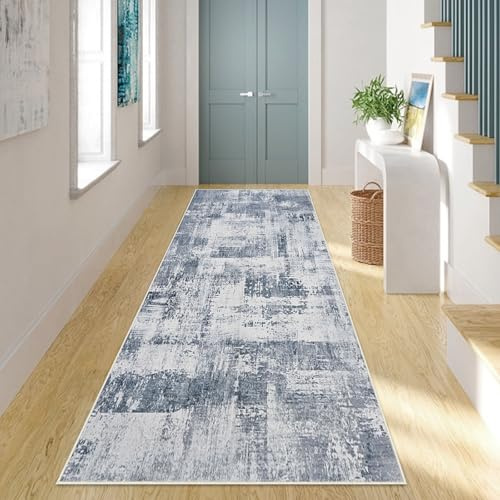 Aolawco Flurläufer, 65 x 180 cm, rutschfester Teppichläufer, waschbarer Eingangsteppich, Küchenläufer, langer Flur für Wohnzimmer/Eingang/Badezimmer/Waschküche, Teppich (blau)