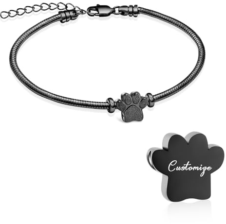 QGJNSGC Urnenarmband für Asche für Frauen Männer Hund Katze Pfote drucken Haustier Einäscherung Schmuck einstellbar Gedenkstätte Keepsake Schlange Link-Armband