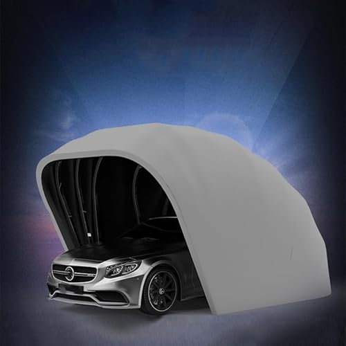 Labasuan Stainless Steel Grey Carport, Semi-automatic Mobile Car Tent, Hydraulic Retractable Car Awning,Oxford Cloth Car Parking Rain Canopy(L5.9*W2.5*H2.45M)