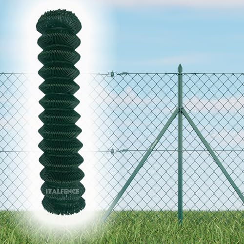 Italfence - Metallzaun, Maschendraht-Geflecht verzinkt und grün kunststoffbeschichtet, 25m (Alle Höhen verfügbar) [Ø2,70mm, 150cm]
