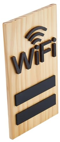 DICOSMETIC 1 cartello WIFI in legno, 25 x 14 x 1,6 cm, WiFi, password, targa scrivibile, nota di rete, decorazione da tavolo o da parete, segno di rete per la casa, la camera degli ospiti, il