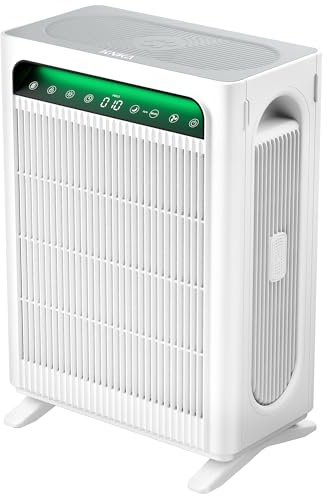 KNKA Luftreiniger für Raucher & Haustiere, CADR 400m³/h, bis 78m², Weiß | entfernt 99,97% Pollen/Gerüche/Staub,Doppeltes HEPA-Filtersystem, Smart Sensor, Air Purifier gegen Rauch & Tierhaare, APH4000