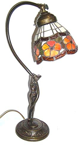 - Liberty Base Messing brüniert Skulptur Damina Lampenschirm Glas Tiffany Verarbeitung