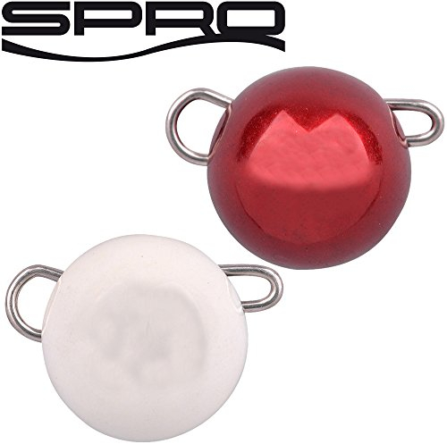 Spro Freestyle Tungsten Bottom Jig White/red - 2 Bleiköpfe zum Jiggen, Jigköpfe zum Gummifischangeln, Jigkopf zum Spinnfischen, Gewicht:5g