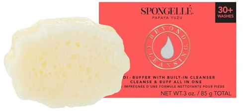 Spongellé Pedi-Buffer - Cleanse, Exfoliate & Polish Feet - Papaya Yuzu