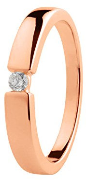 Ardeo Aurum Damenring aus 375 Gold Rosegold mit 0,07 ct Diamant Brillant Spannfasssung Verlobungsring Solitär