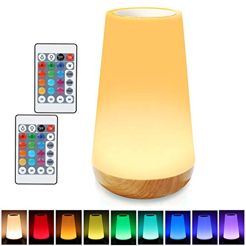 Taipow Nachttischlampe, Nachtlicht Kinder Touch Dimmbar Farbwechsel Nachtlampe mit USB, led Fernbedienung Abschaltautomatik Tischlampe Kabellos für Schlafzimmer Baby Kinderzimmer