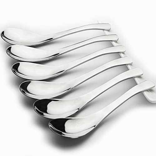 AOOSY cuillères en acier inoxydable, cuillères à soupe lot de 6, 5,91 pouces cuillères à dessert de Table en argent vaisselle cuillère à dîner miroir de polissage cuillère ronde