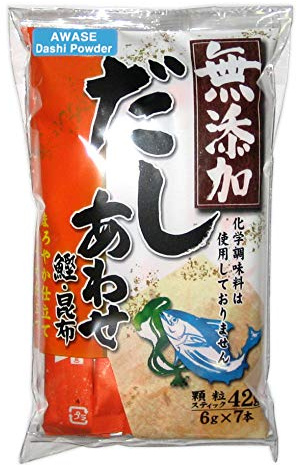 Awase Dashi Pulver (Bonito und Kelp Suppenstock) (Anleitung auf der Rückseite), 42 g (2 Stück)