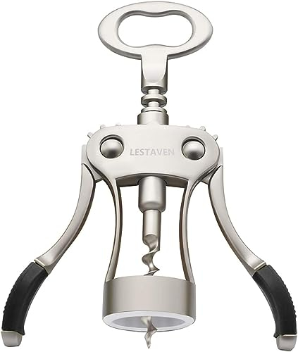 Stainless Steel Wing Corkscrew Wine Opener, Waiters Corkscrew Cork and Beer Cap Bottles Opener Remover, Used in Kitchen Restaurant Chateau and Bars
