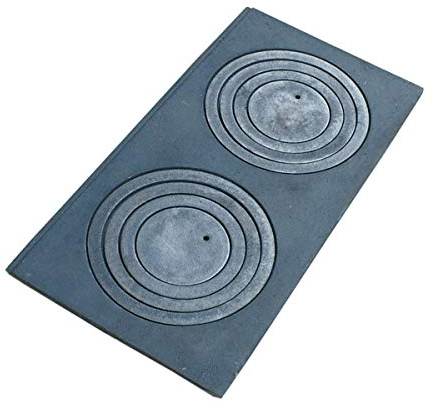 MIMART Home&Wood - Placa de hierro fundido para horno con 2 agujeros (65 x 37,5 cm, hierro fundido)