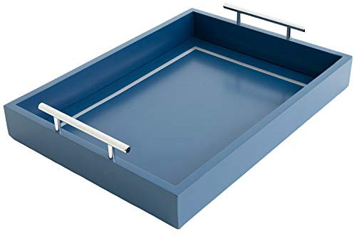 Deluxe Tray for Coffee Table – Blue Serving Tray with Handles, a Decorative Tray for Every Room –16x12