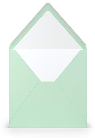 PAPERADO 25 Briefumschläge quadratisch Mint gerippt Eukalyptus Hell-Grün - 100 g/m² Kuvert Ohne Fenster 16,4 x 16,4 cm - Hochzeits Umschläge mit Nassklebung spitzer Klappe