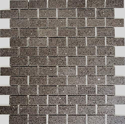 Mosaik Fliese Quarz Komposit Kunststein Brick Artifical grau MOS46-0204_f