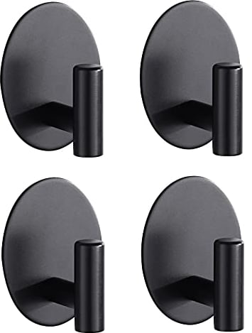 Aikzik 4 STK. Haken Selbstklebende, Bademantelhaken Handtuchhaken Wandhaken Edelstahl Rostfrei Bad und Küche Handtuchhalter Kleiderhaken Ohne Bohren, Schwarz