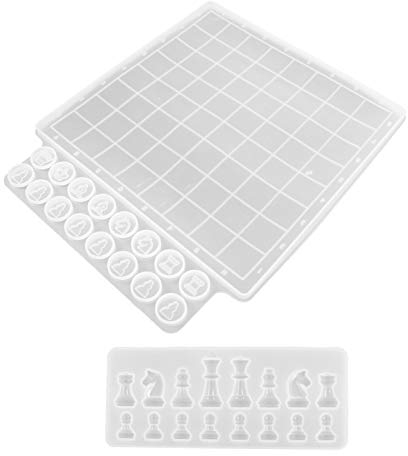 EXCEART Cake Stencil 2pcs Chess Resin Silicone Mold for Crafting Chocolate Ice Cubes Candy Fondant Cake Decorating