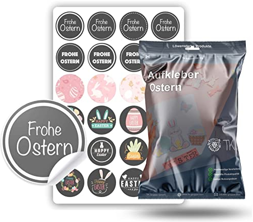 24er Aufkleber Ostern - Sticker Set Ø 5 cm zum Bekleben & Basteln von Ostereier, Dekoration Klebebilder von Eier (Modern)