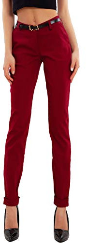 Toocool - Pantaloni Donna Classici Eleganti Tasche Vita Bassa Cintura AS-28251 [XXL,Bordeaux]