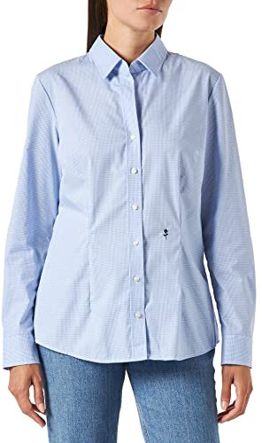 Seidensticker Damen Women Slim Longsleeve Cotton Bluse, Hellblau Streifen(080619), 36 EU