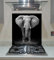 Splashback Toughened Glass Modern Unique Kitchen Black Elephant Any Size (wide 60 x height 65/cm)