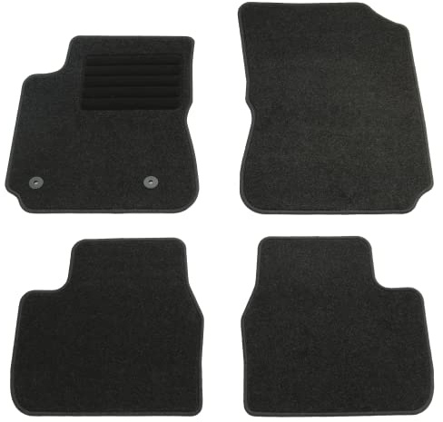 AD Tuning Textil Fußmatten für Citroen C4 Cactus (09/2014-) | 4-teilig, 100 % passgenau, Textil, Schwarz, Randkettelung, mit Befestigung vorne links