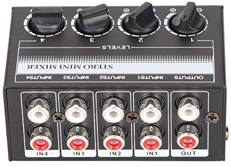Kompakter Stereo-Audio-Mixer, 4 Kanäle, -Eingang und -Ausgang, für Studio, Clubs, Bars, Bühne, Mischpult, Gitarre, Bass, Keyboard