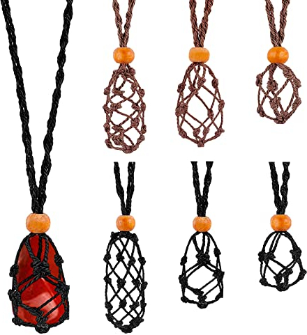 PandaHall 6 Stück Leerer Steinhalter Anhänger 2 Farben Kristall Halskette Halter Kordel Verstellbar Gewebte Halskette Kristallkäfig Halter Seil Anhänger Für Stein DIY Armband Halskette Schmuckzubehör