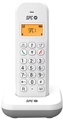 SPC Keops - Téléphone sans Fil | Écran Lumineux Rétroéclairé 35x30mm, Répertoire 50 Contacts, Mode ÉCO, Compatibilité GAP | Blanc