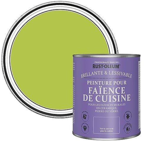 Rust-Oleum Peinture Verte Résistante à l'eau pour Faïence de Cuisine, Finition Brillante - Citron Vert 750ml