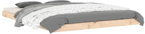 vidaXL Double Bed Frame - Modern Wooden Platform Base in Natural Pine Wood - Bedroom Furniture for 135x190 cm Mattress Size